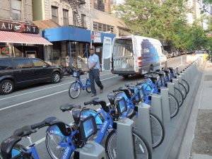 An example of a bikeshare docking station in New York City