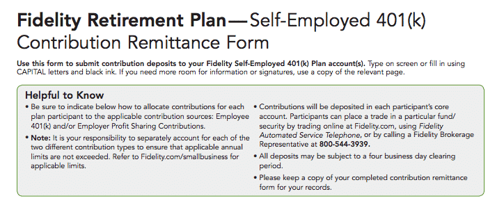 Fidelity Solo 401k