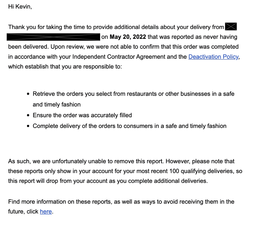 DoorDash Support I wanted to report this customer for using an