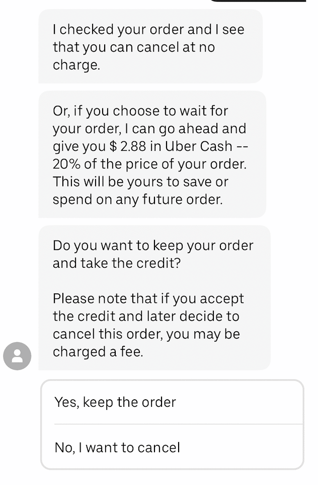 what happens if uber eats can't find a driver