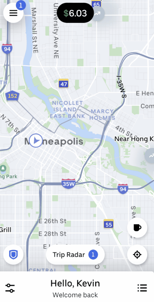 uber eats trip radar