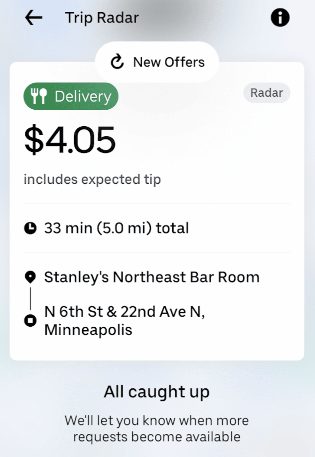 uber eats trip radar requests