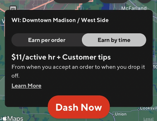 doordash earn by time or offer