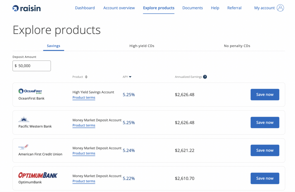 Raisin review - Image is of a list of banks and credit unions currently on the Raisin platform.